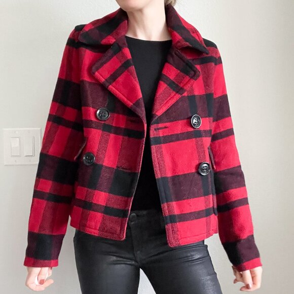Vintage American Eagle Outfitters Buffalo Plaid Wool Jacket for Holiday & Winter - Picture 1 of 9
